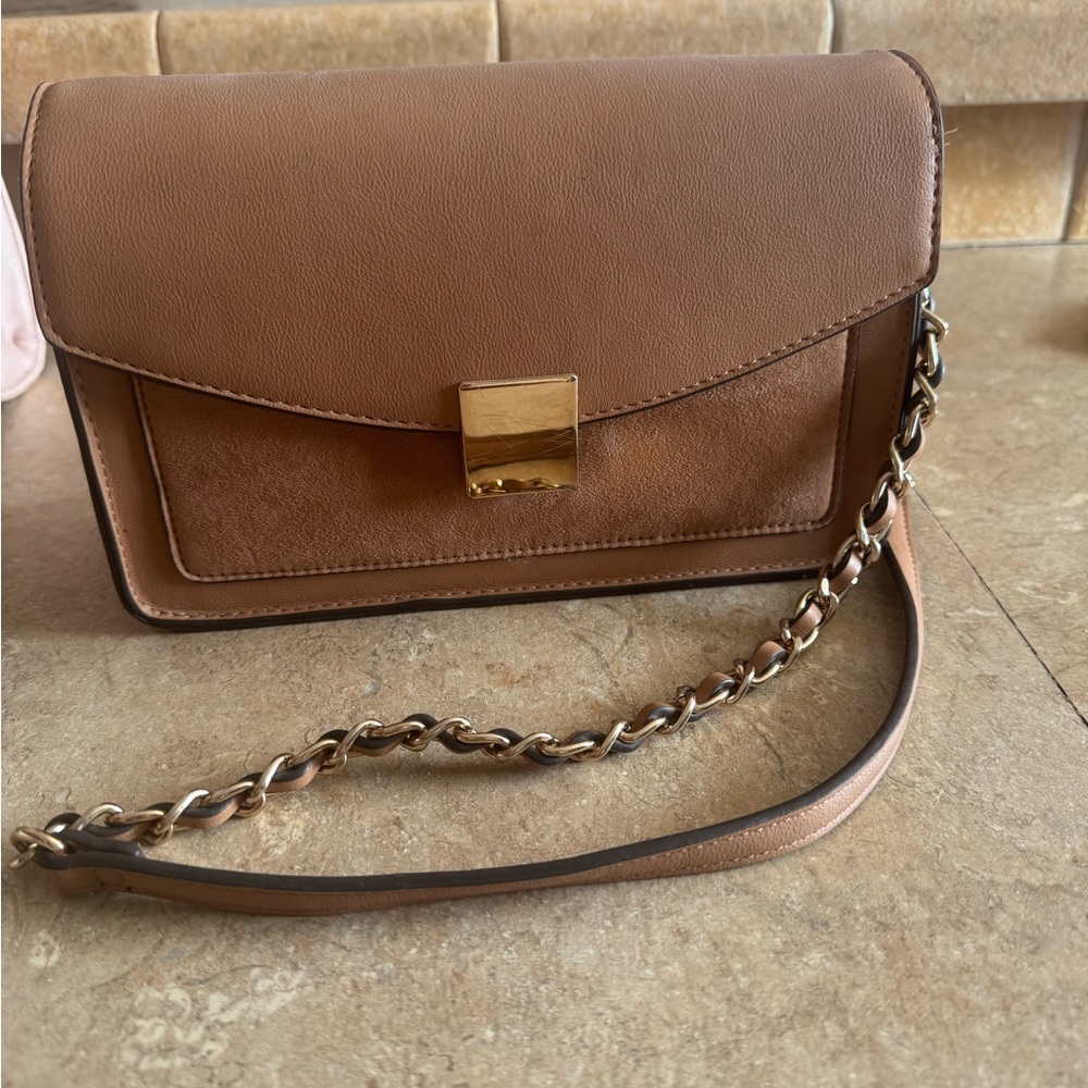 Aldo Tan Crossbody Bag with Gold Accent